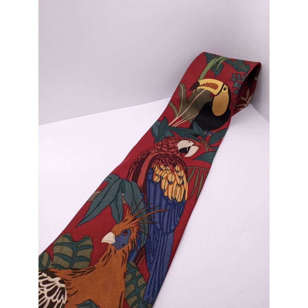 1998 WWF World Wildlife Fund Design 179 Tie 100% Silk Rainforest Birds 56 x 4"